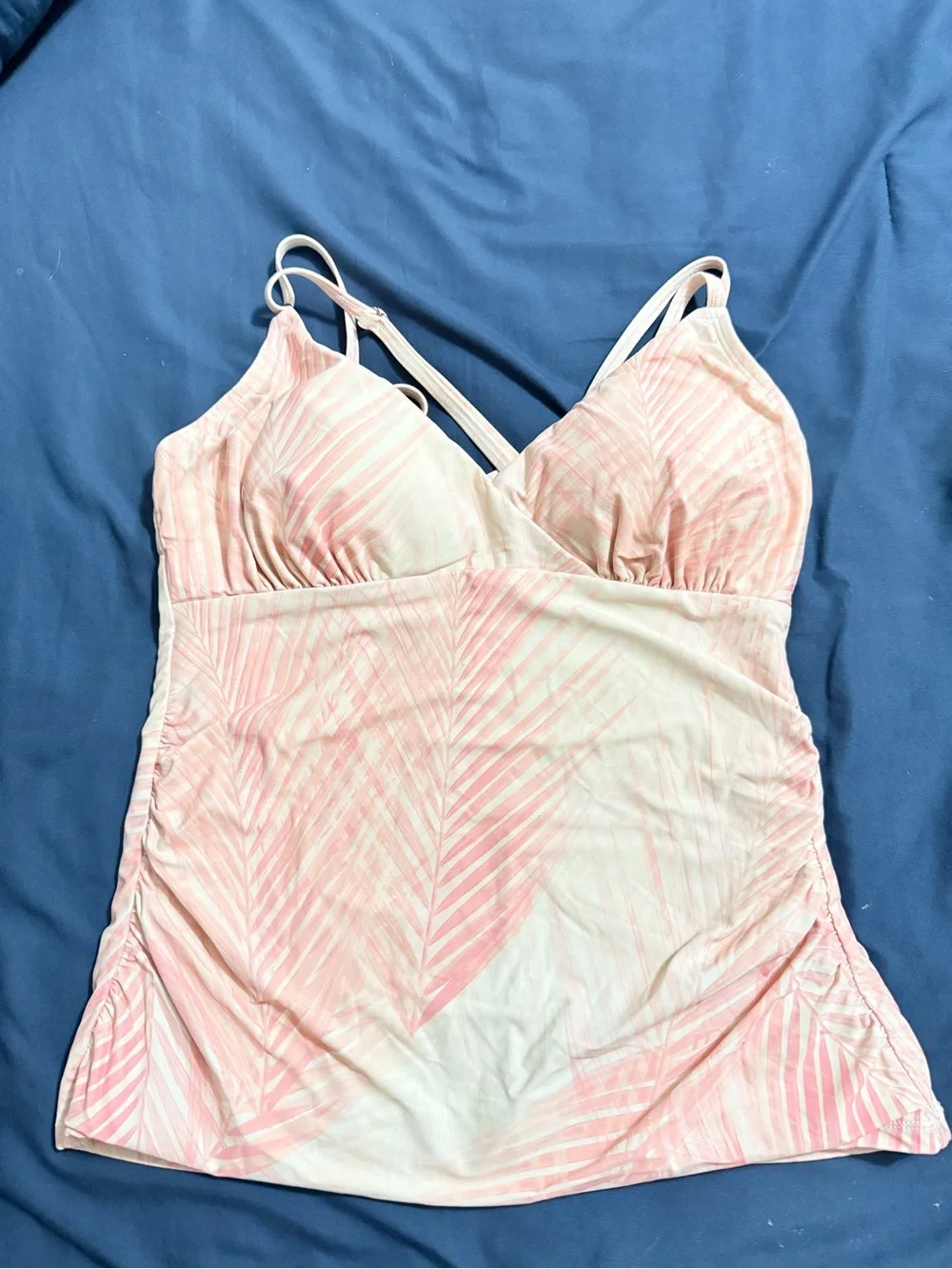 CALIA Women's Pink Tropical Print Tankini Top